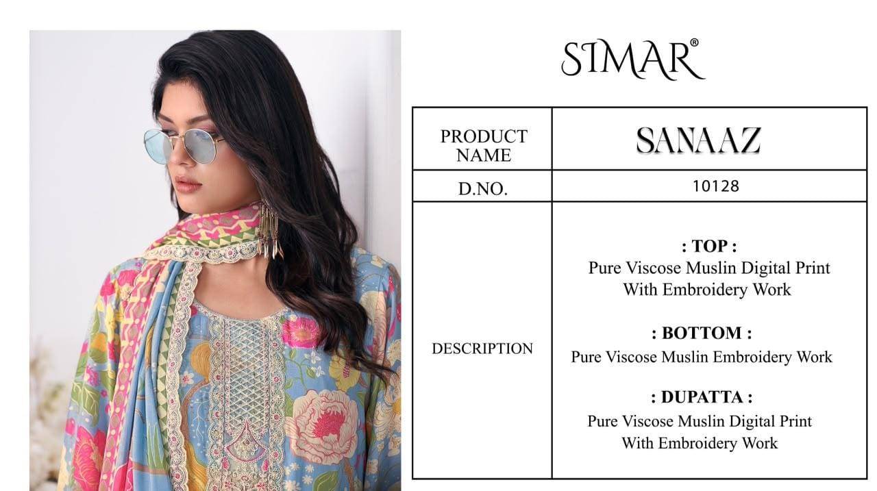 Sanaaz By Glossy 10128A to F Series Stylish Beautiful Colourful Viscose Muslin Dresses At Wholesale Price